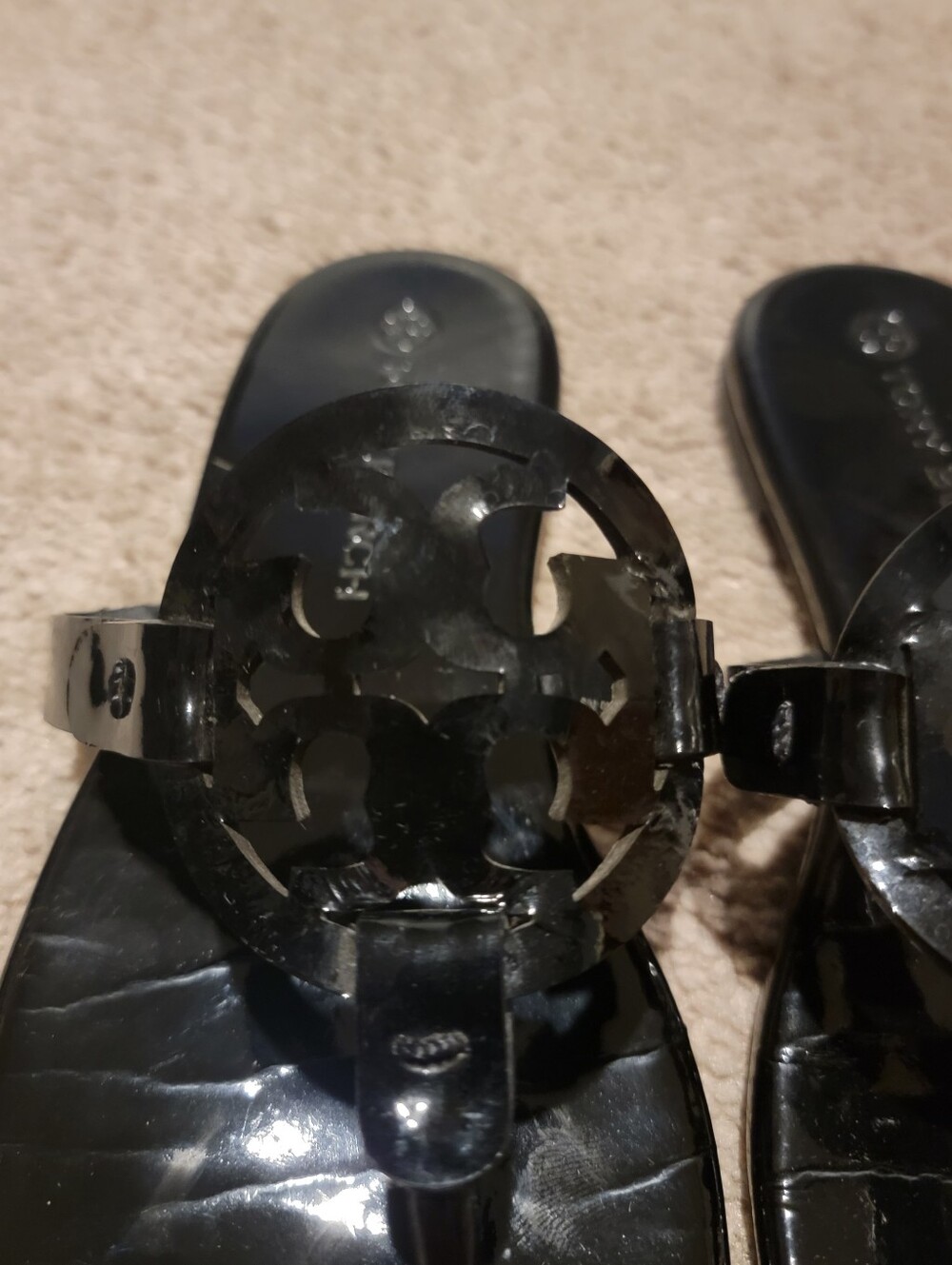 Tory Burch Miller Soft Sandal Black Patent Size 8.5 - Picture 6 of 11